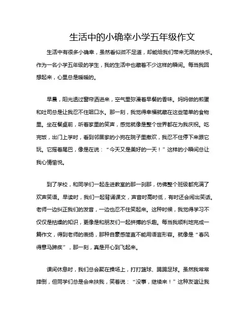 生活中的小确幸小学五年级作文