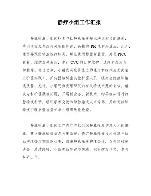 静疗小组工作汇报