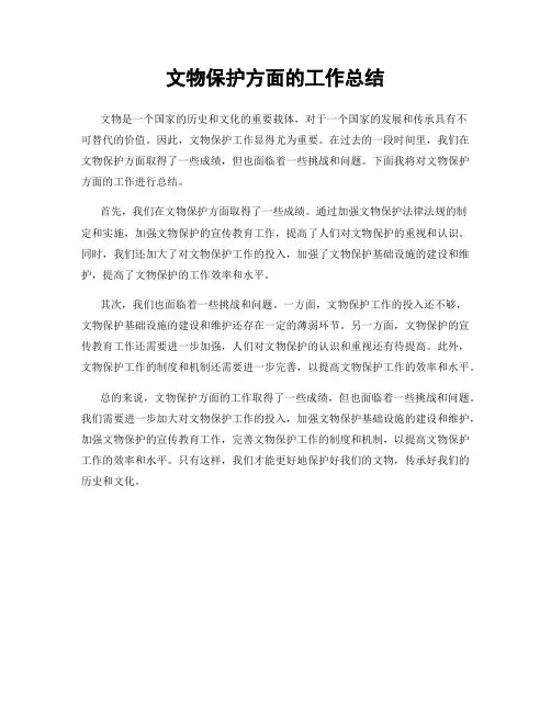 文物保护方面的工作总结