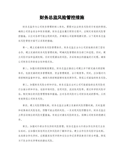 财务总监风险管控措施