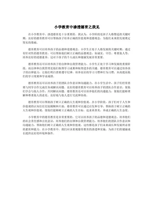 小学教育中渗透德育之我见