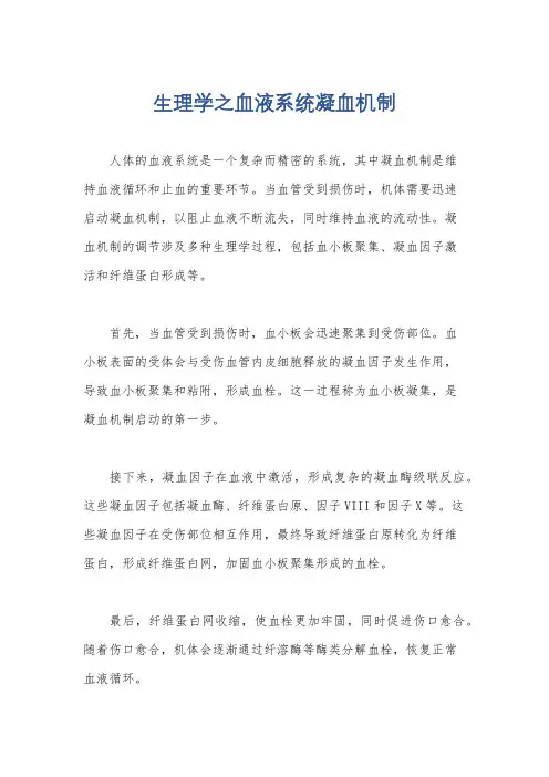 生理学之血液系统凝血机制