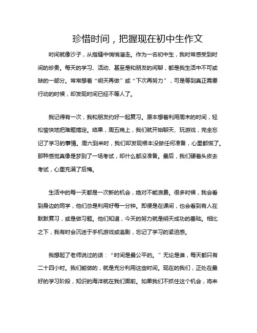 珍惜时间,把握现在初中生作文