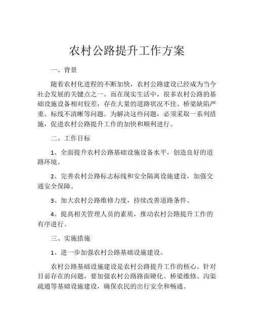 农村公路提升工作方案