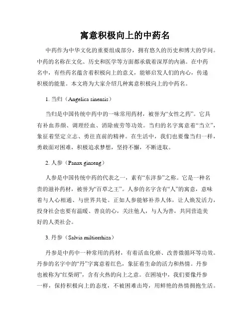 寓意积极向上的中药名