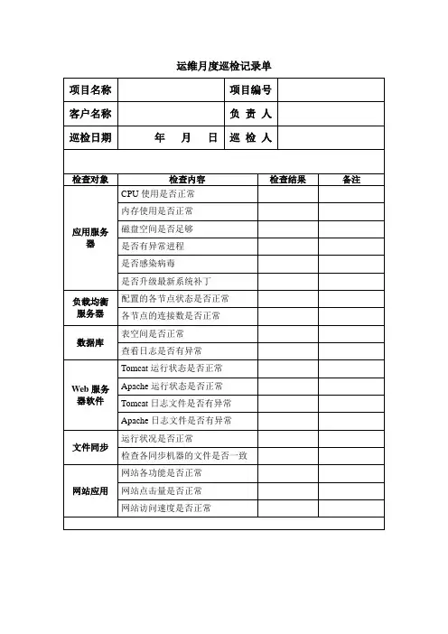 日常运维记录表(标准版)