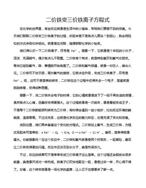 二价铁变三价铁离子方程式