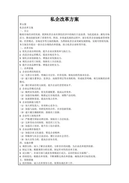私企改革方案