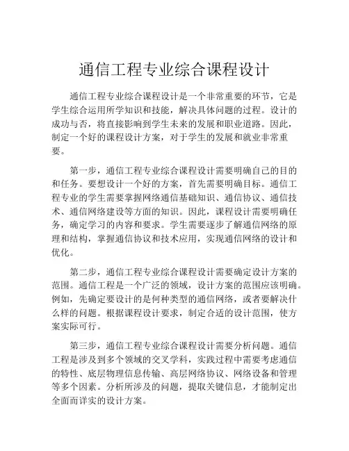 通信工程专业综合课程设计