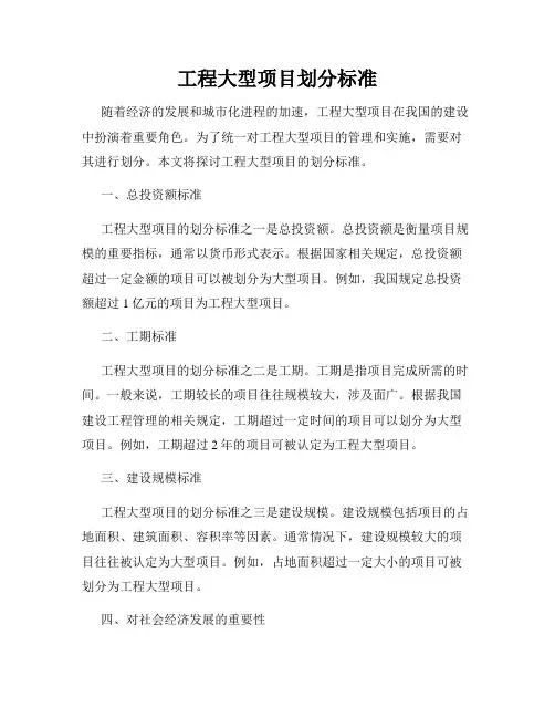 工程大型项目划分标准