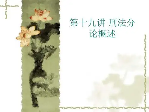 第十九讲 刑法分论概述