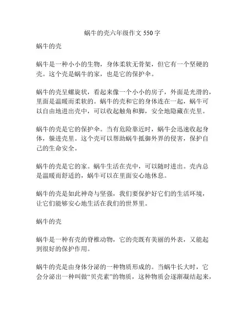 蜗牛的壳六年级作文550字