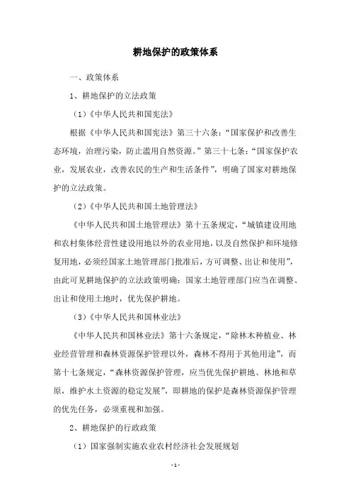 耕地保护的政策体系