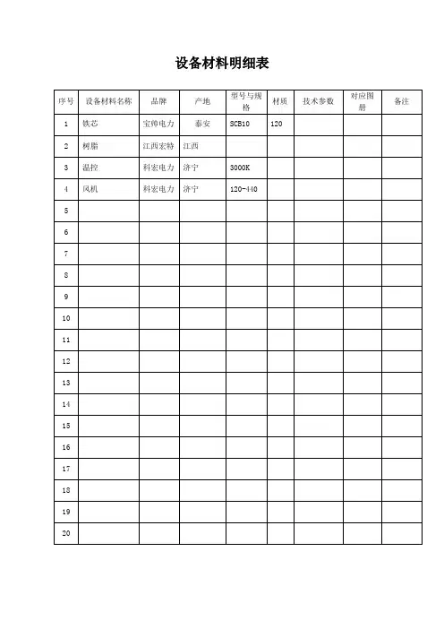 变压器技术参数