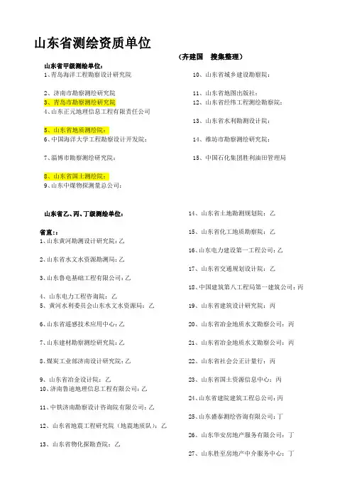 山东省资质测绘单位