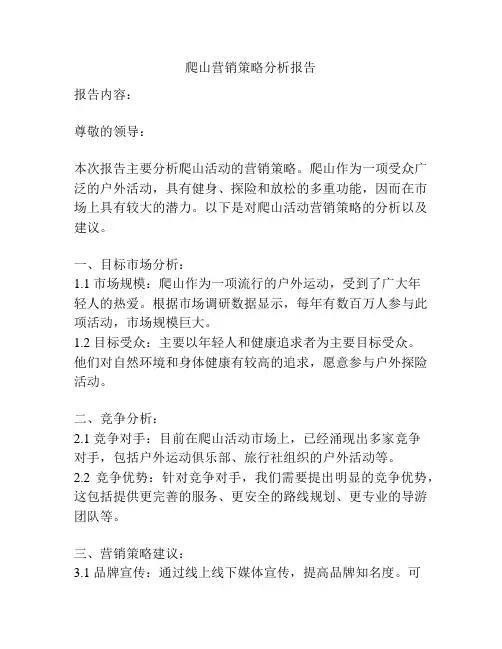 爬山营销策略分析报告