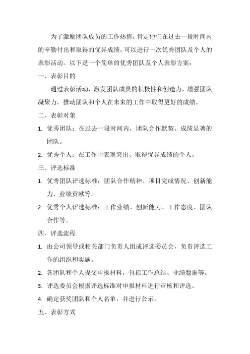 优秀团队及个人表彰