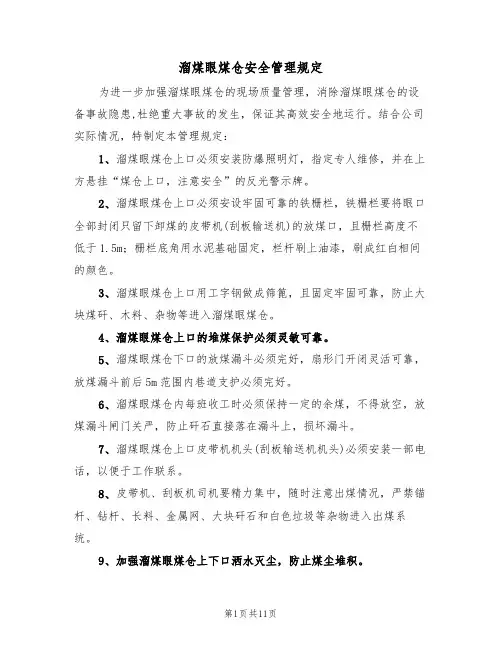 溜煤眼煤仓安全管理规定(5篇)