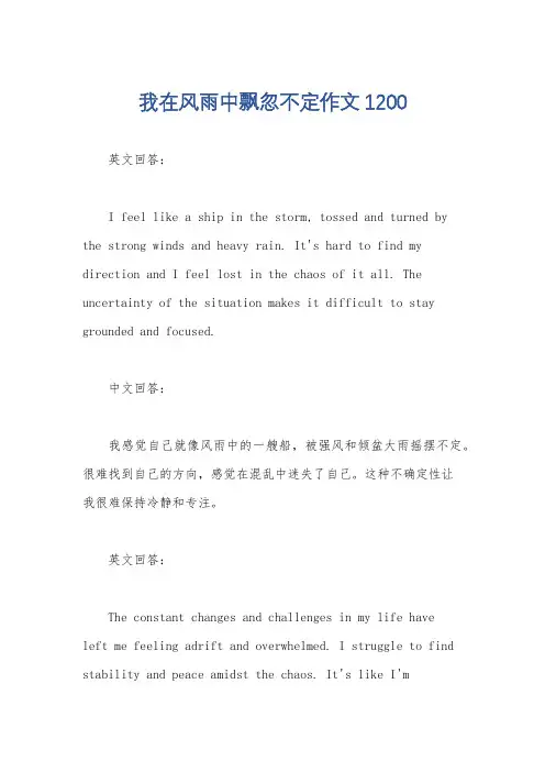我在风雨中飘忽不定作文1200