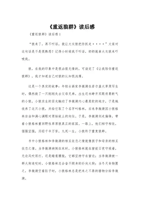 《重返狼群》读后感
