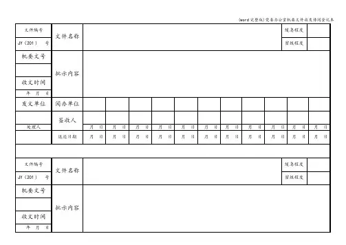 (word完整版)委办公室机要文件收发传阅登记本