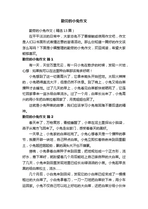 勤劳的小兔作文（精选13篇）