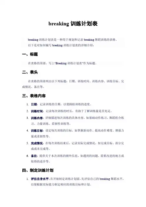 breaking训练计划表
