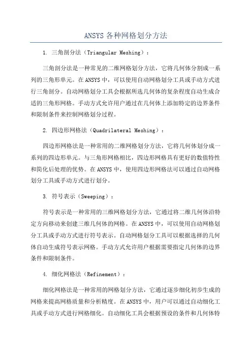 ANSYS各种网格划分方法