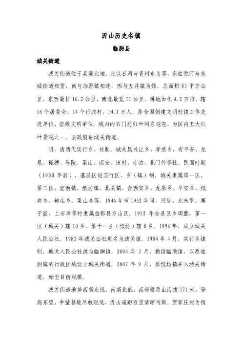 沂山历史名镇临朐县城关街道城关街...