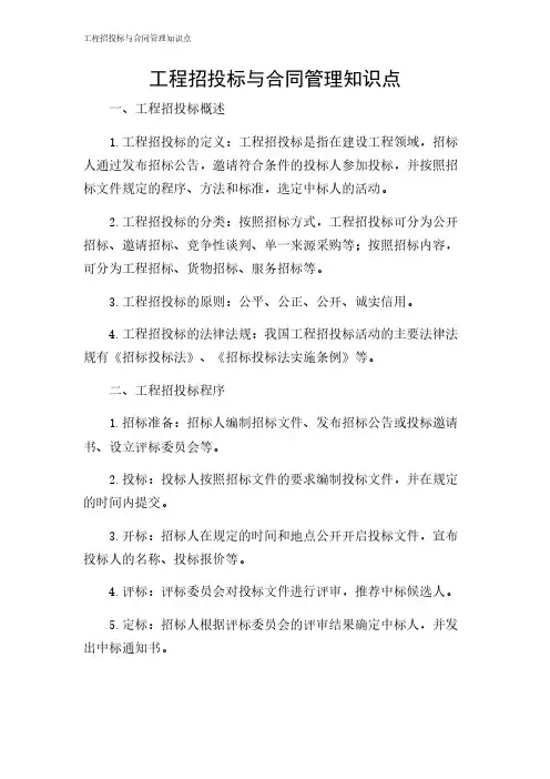 2024年-工程招投标与合同管理知识点