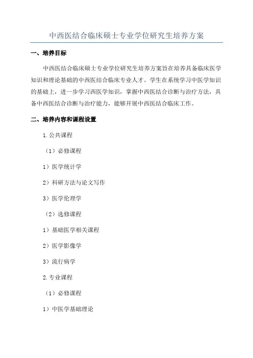 中西医结合临床硕士专业学位研究生培养方案