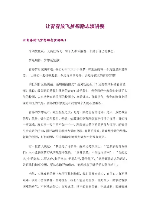 让青春放飞梦想励志演讲稿