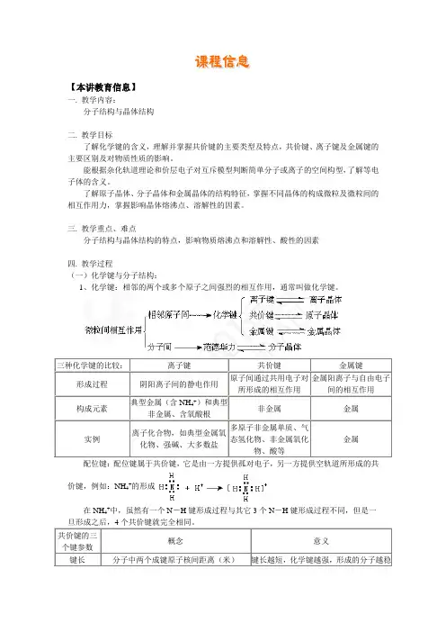 分子结构与晶体结构