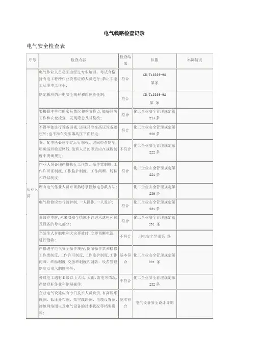 电气线路检查记录
