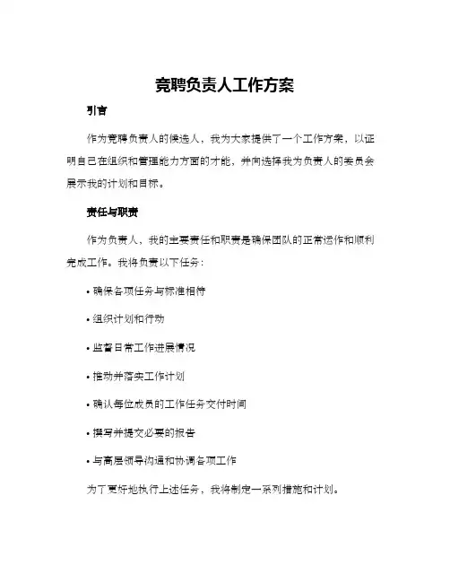 竞聘负责人工作方案