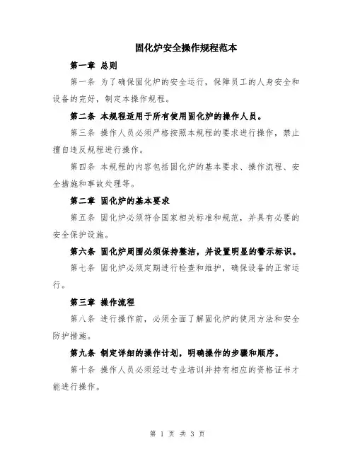 固化炉安全操作规程范本