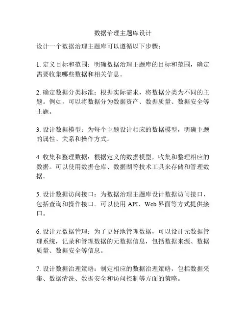 数据治理主题库设计