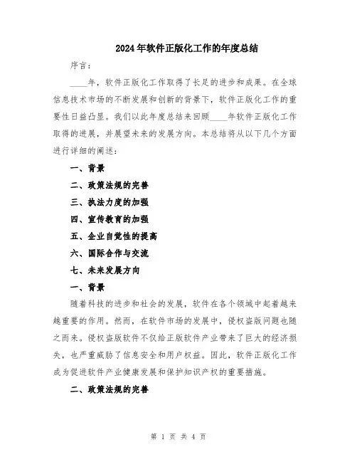2024年软件正版化工作的年度总结