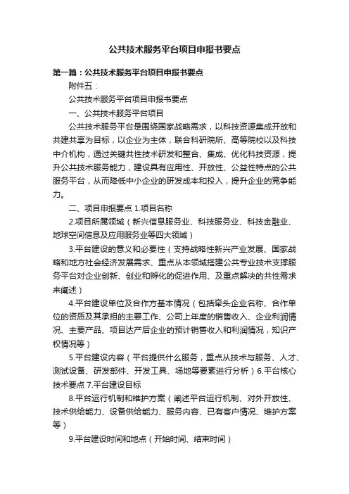 公共技术服务平台项目申报书要点