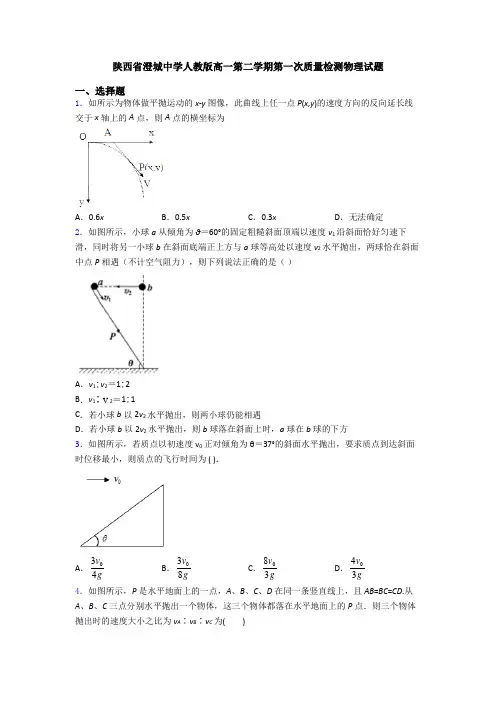 陕西省澄城中学人教版高一第二学期第一次质量检测物理试题