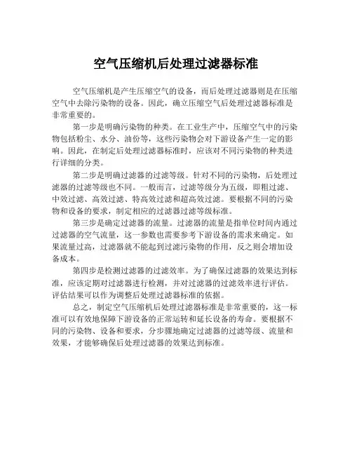 空气压缩机后处理过滤器标准