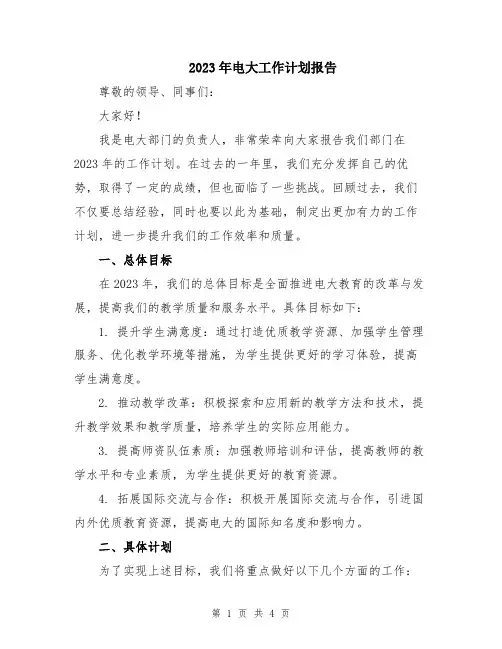 2023年电大工作计划报告