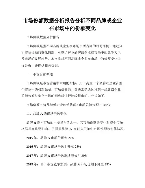 市场份额数据分析报告分析不同品牌或企业在市场中的份额变化