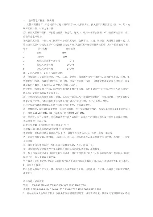 通风管道工程量计算规则