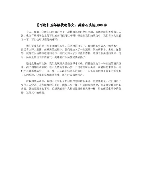 【写物】五年级状物作文：美味石头汤_800字