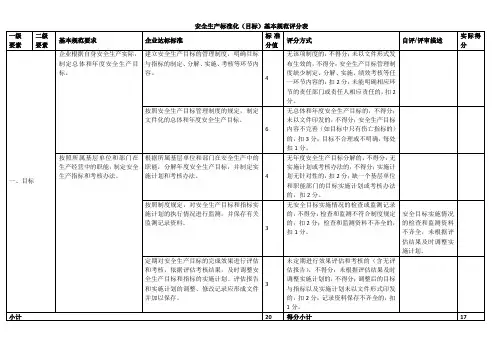 安全生产标准化(目标)基本规范评分表