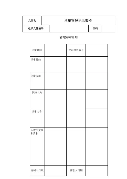 质量管理体系记录表格大全(表格模板、DOC格式)