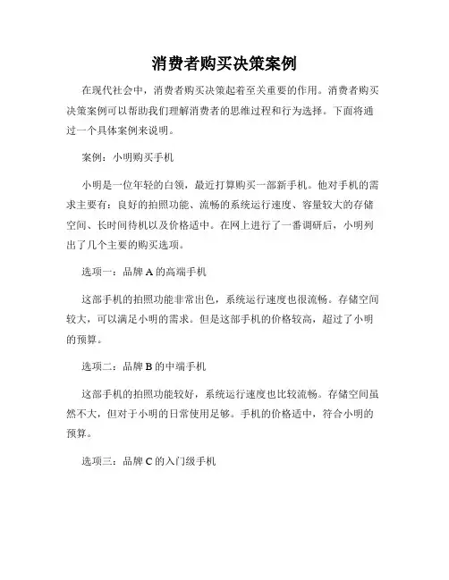 消费者购买决策案例