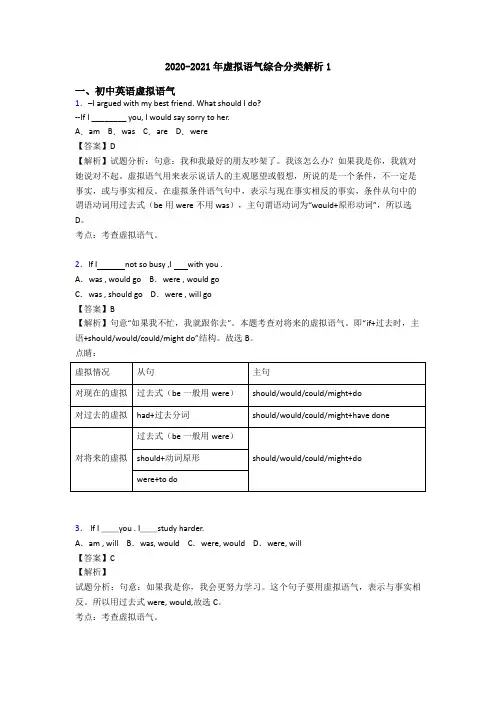 2020-2021年虚拟语气综合分类解析1