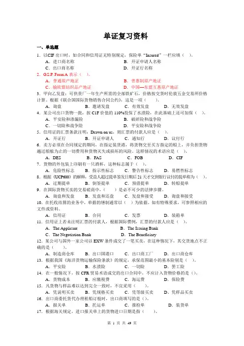 2013年国际商务单证资料
